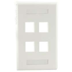 4 Port Wall Plate White - ID