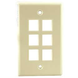 6 Port Wall Plate Ivory