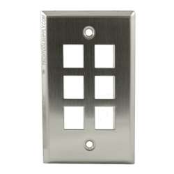6 Port Stainless Steel Wall Plate
