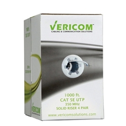 Vericom 1000ft Box CAT5e U/UTP Solid Riser CMR - White