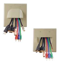 Vanco Dual Reversible Bulk Cable Wall Plate - Ivory