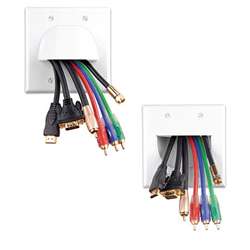 Vanco Dual Reversible Bulk Cable Wall Plate - White