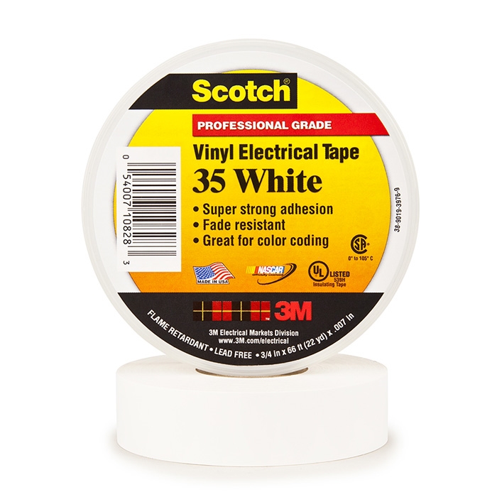 3M Tape White Scotch 35, vinyle, blanc, (lxl) 20mx19mm, résistant aux UV