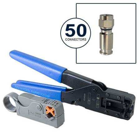 Coaxial Cable Rg6 Compression Tool Kit Compatible For Most Types Of Compression Connectors, Coaxial Cable Stripper Plastic 