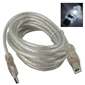QVS 10ft LED Male A to Male B USB Cable - White