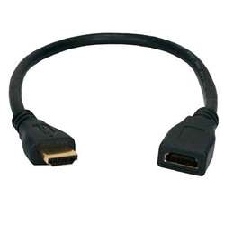 Gold 1' Male HDMI to Female HDMI Cable