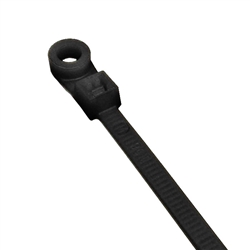 ACT 50lb 7in Black Wire Ties w/ Hole - 100pk