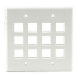 Dual 12 Port Wall Plate - White