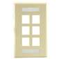 6 Port Wall Plate Ivory - ID