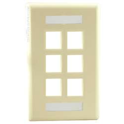 6 Port Wall Plate Ivory - ID