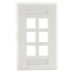 6 Port Wall Plate White - ID
