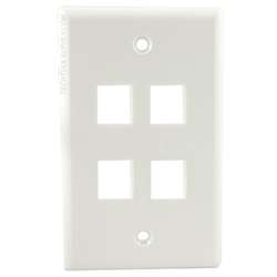 4 Port Wall Plate White