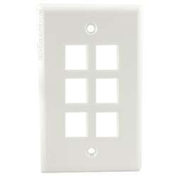 6 Port Wall Plate White