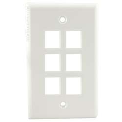 6 Port Wall Plate White