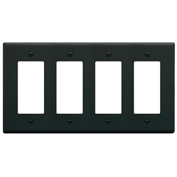 FACEPLATE, DECOREX, 4-GANG, BLACK