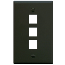 ICC 1-Gang Wallplate - 3-Port, Black