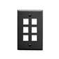 ICC 1-Gang Wallplate - 6-Port, Black