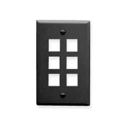 ICC 1-Gang Wallplate - 6-Port, Black