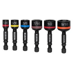 Klein Tools Magnetic Power Nut Setters, 2-Inch Shaft, 6-Piece SAE