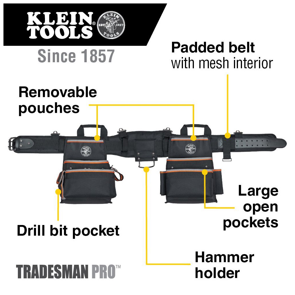 軽量な折り畳み自転車 Klein Tools 55427 Tradesman Pro Electrician's Tool Belt, Medium  by Kle