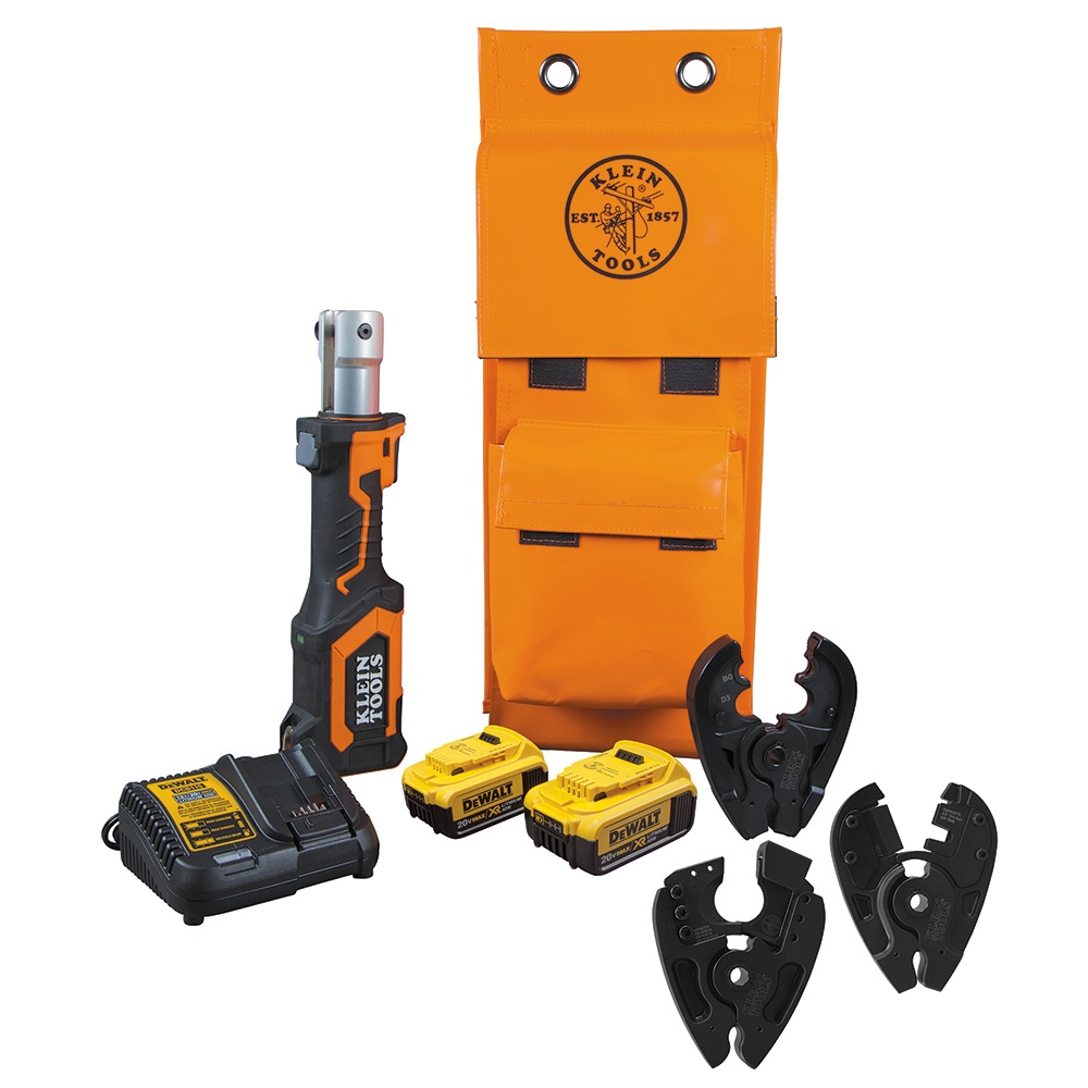 Klein Battery-Operated 7-Ton Cutter Crimper Kit - BG/D3 Crimp, ACSR/EHS Cut, 4 Ah