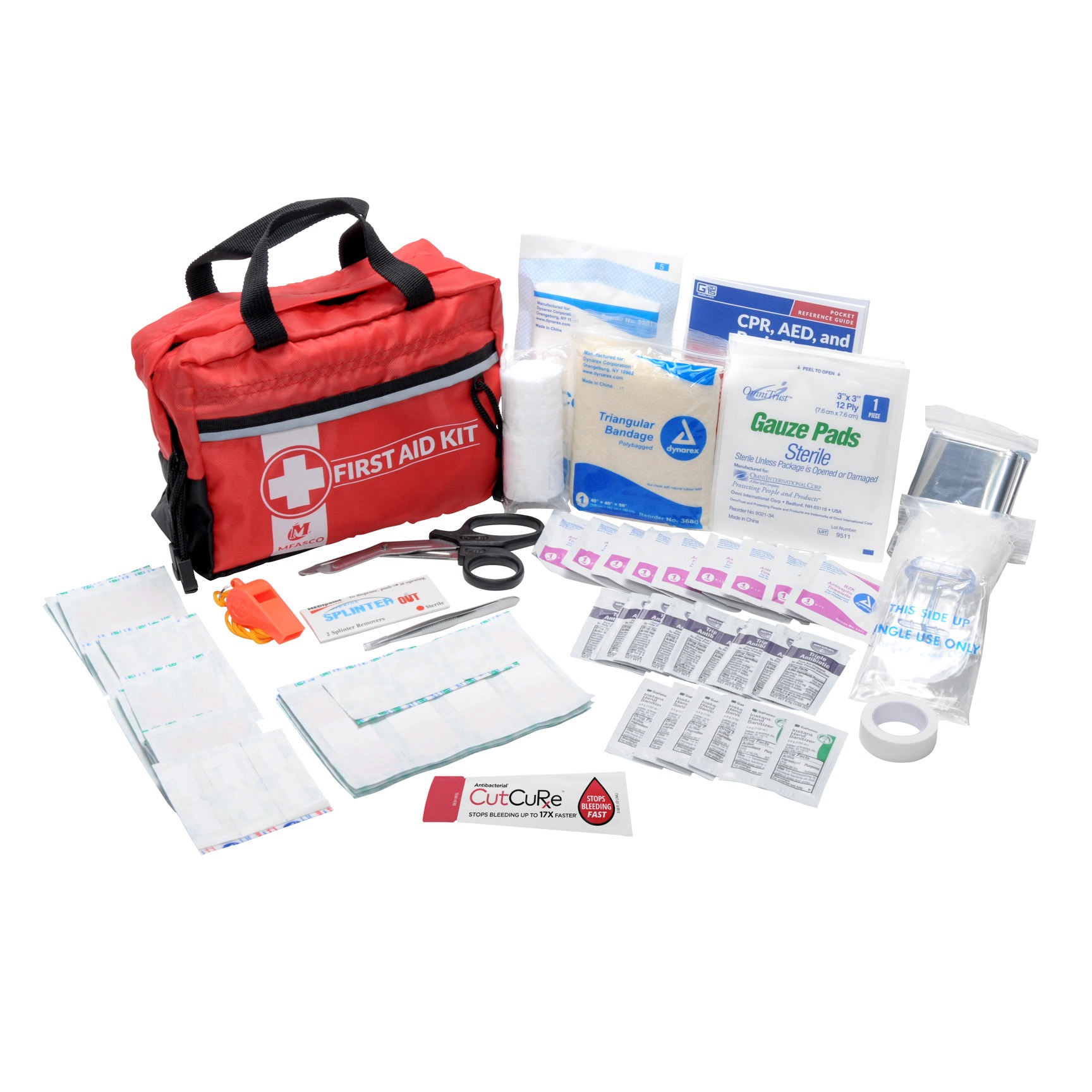 First Aid Kit Home/Auto Red Bag With Handles - 88pc