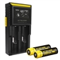 Nitecore D2 Charger w/ 2x NL183 2300mAh 18650 Batteries