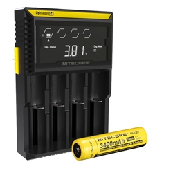 Nitecore D4 Charger w/ 1x NL189 3400mAh 18650 Battery - High Capacity