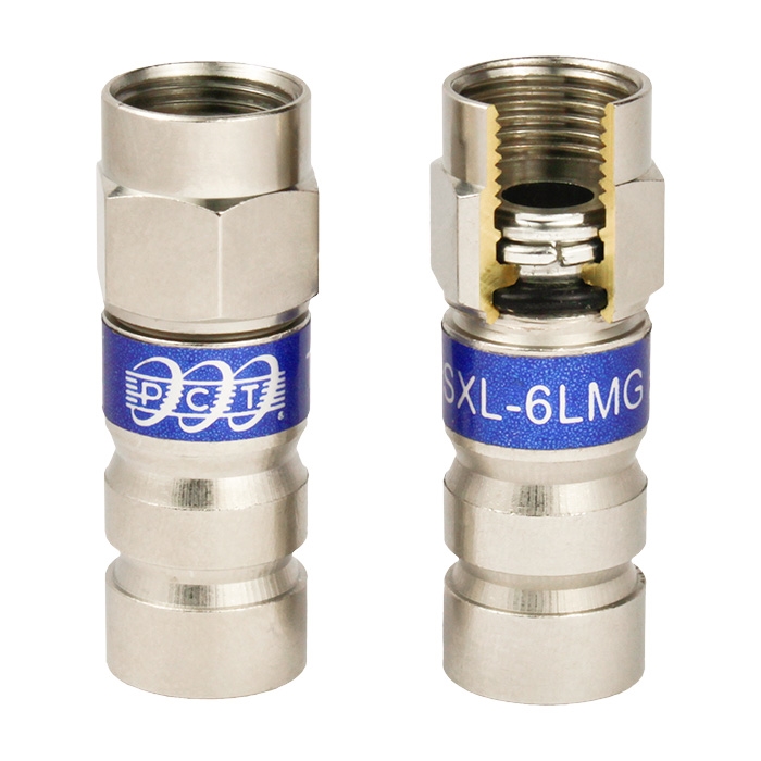 50 Connettori A Compressione PCT Per Cavo Coassiale RG6 – Modello PCT-TRSXL-6LMG