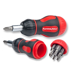 Platinum Tools 8-in-1 Ratcheted Stubby Screwdriver