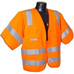 Radians Class 3 Sleeved Vest with Zipper, Orange - 2XL