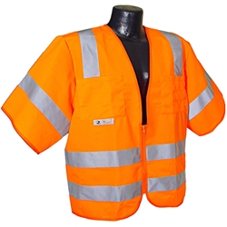 Radians Class 3 Sleeved Vest with Zipper, Orange - 3XL