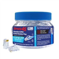 Simply45 Standard Cat5e UTP RJ45 Connectors - 100pc Jar