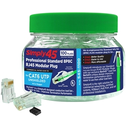Simply45 Unshielded Cat6 Connectors - 100pc Jar