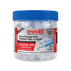 Simply45 Cat5e Pro Pass Through RJ45 w/Cap45 - 100pc