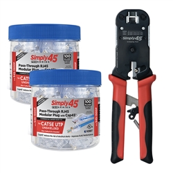 Cat5e PassThru RJ45 w/Cap45 - 100pc