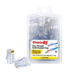 Simply45 Pass Through Cat5e UTP Connectors - 50pc Clamshell
