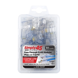 Simply45 Cat5e PassThru RJ45 w/Cap45 - 50pc