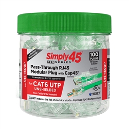 Simply45 Cat6 Pro Pass Through RJ45 w/Cap45 - 100pc