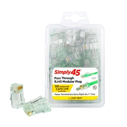 Simply45 Pass Through Cat6 UTP Connectors - 50pc Clamshell
