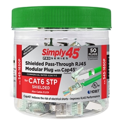 Simply45 Cat6 Pro Shielded Pass Through RJ45 w/Cap45 - 50pc