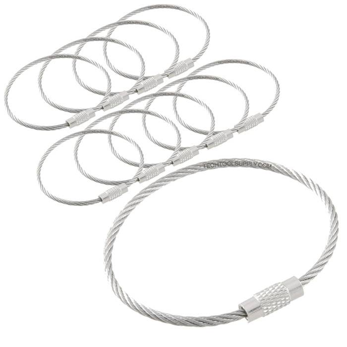 MTMTOOL Stainless Steel Wire Keychains Cable Key Ring Loop Wire Keychain Luggage Loops Tag 