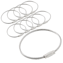 Stainless Steel Wire Keychain Cable Ring 10pk
