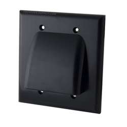 Vanco Dual Low Profile Bundled Cable Wall Plate - Black
