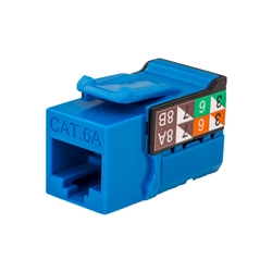 Vertical Cable CAT6A Keystone Jack - Blue