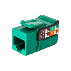 Vertical Cable CAT6A Keystone Jack - Green