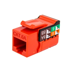 Vertical Cable CAT6A Keystone Jack - Orange