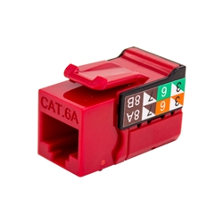Vertical Cable CAT6A Keystone Jack - Red