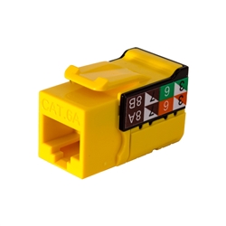 Vertical Cable CAT6A Keystone Jack - Yellow