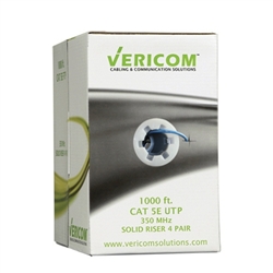 Vericom 1000ft Box CAT5e U/UTP Solid Riser CMR - Blue